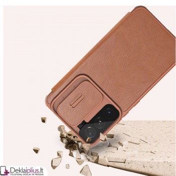 Nillkin Qin Pro odinis atverčiamas dėklas - rudas (Samsung S22) Nillkin Qin Pro odinis atverčiamas dėklas - rudas (Samsung S22)